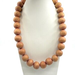 Chunky Wood Bead Statement‎ Necklace Boho Natural Earthy Texture Festival Gift